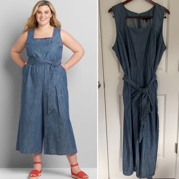 Lane Bryant Chambray Denim Jumpsuit - Picture 2 of 11